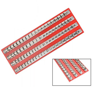 80 Piece Socket Rail Tray Organiser for 1/4", 3/8", 1/2" Drive Sockets