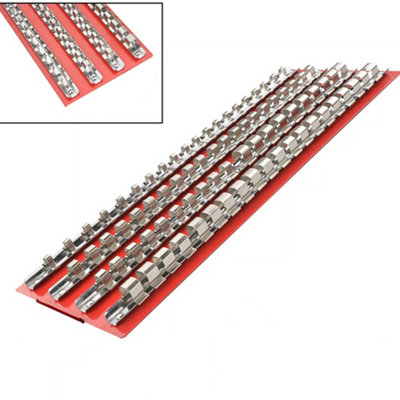 80 Piece Socket Rail Tray Organiser for 1/4", 3/8", 1/2" Drive Sockets