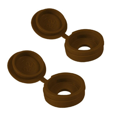 80 x Brown Fold Over Plastic Hinged Screw Cover / 17mm Large Cups & Covers