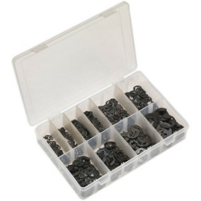 800 Piece E-Clip Retainer Assortment - Imperial Sizing - Partitioned Storage Box