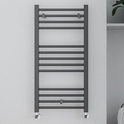 800 x 500mm Towel Radiator Grey Anthracite Straight Heated Towel Rail  Bathroom Radiator | DIY at Bu0026Q
