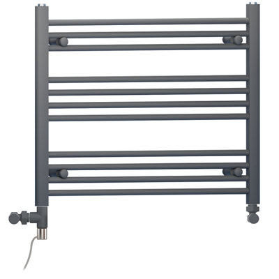 800 x 600 mm Anthracite Grey Dual Fuel Electric Radiator Bathroom Towel Rail Radiator With Standard Electric Element