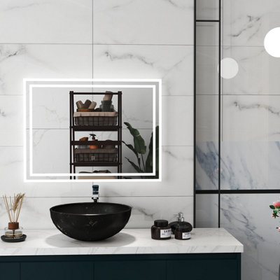 800 x 600mm Twin Illuminated LED Heated Demister Bathroom Mirror