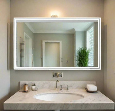 800 x 600mm Twin Illuminated LED Heated Demister Bathroom Mirror