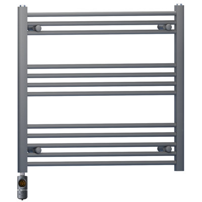 800 x 700 mm Anthracite Grey Electric Bathroom Towel Rail Radiator Heater With AF Thermostatic Electric Element Pre-Filled