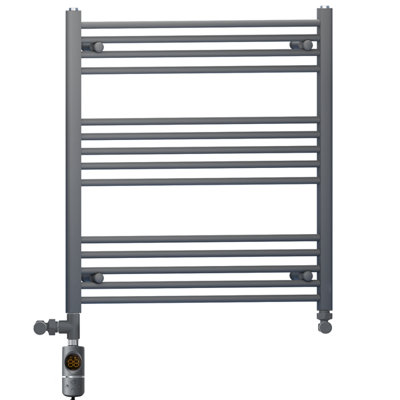 800 x 800 mm Anthracite Grey Dual Fuel Electric Radiator Bathroom Towel Rail Radiator With AF Thermostatic Electric Element