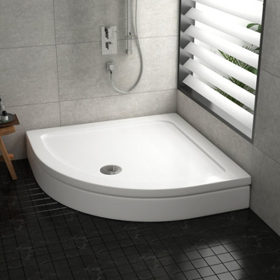 800 x 800mm Quadrant Stone Shower Enclosure Tray with Riser Kit Gloss White 40mm Slimline