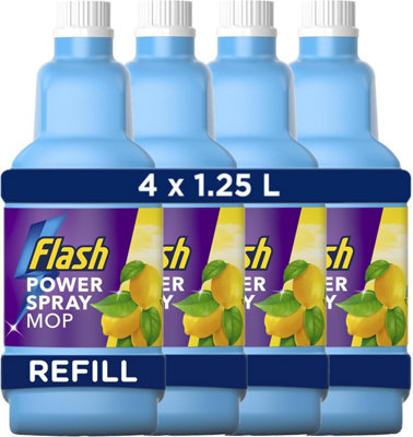 Flash Power Spray Mop Floor Cleaner Multi-Surface Cleaning Liquid Citrus Fresh 5 L (1.25 Lx 4) from B&Q