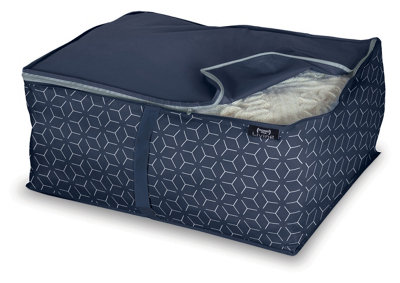 B&Q -  Domopak 2Pc Peva Blue Metrix Print Large Blanket Cover Set Size 55 X 45 X 25Cm