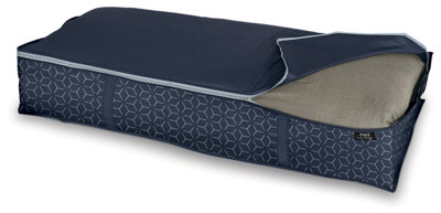 B&Q -  Domopak 2Pc Peva Blue Metrix Print Underbed Storage Set Size 95 X 45 X 18Cm