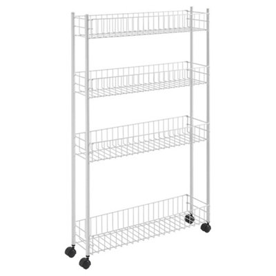 Metaltex Fino 4-Tier Extra-Slim Trolley With WheelsWhite from B&Q