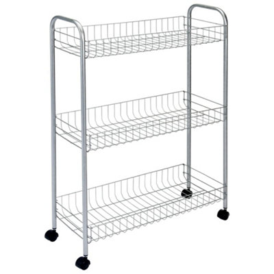 Metaltex Unisex Silver Slim Deluxe 3 Tier Storage Rolling Cart - Image 5
