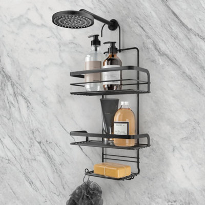 B&Q -  3-Tier Douche Rack With Hook Black