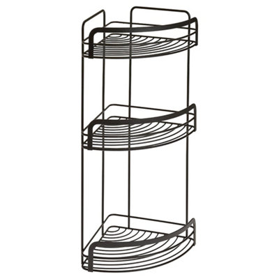 Metaltex Origin Lava 3-Tier Corner Shelf Bathroom Storage Rack Black from B&Q