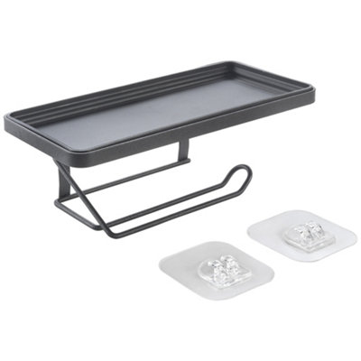 Metaltex Unisex Black Origin Lava Toilet Paper Roll Holder With Storage Tray In - Image 4