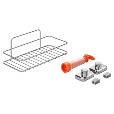Metaltex 1-Tier Rectangular Bathroom Shelf With Vacuum from B&Q