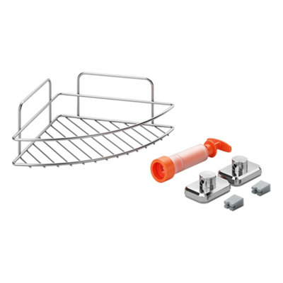 Metaltex 1-Tier Corner Bathroom Shelf With Vacuum from B&Q
