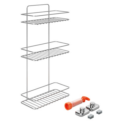 Metaltex 3-Tier Rectangular Bathroom Shelf With Vacuum from B&Q