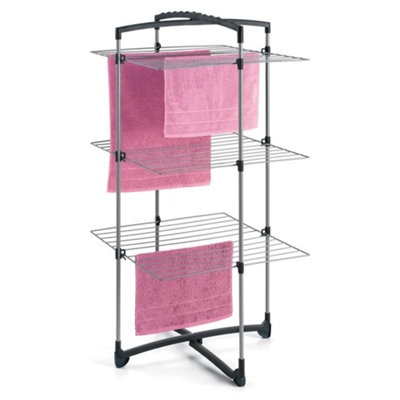 Metaltex 3-Tier Fortino Folding Laundry Tower Airer DryerSilver from B&Q