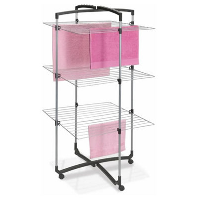 Metaltex 3-Tier Faro Folding Laundry Tower Airer DryerSilver from B&Q