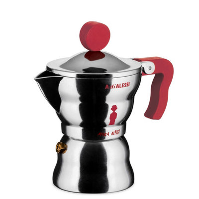 Italian Espresso Coffee Maker: 1 Cup Alessi RedAluminium from B&Q