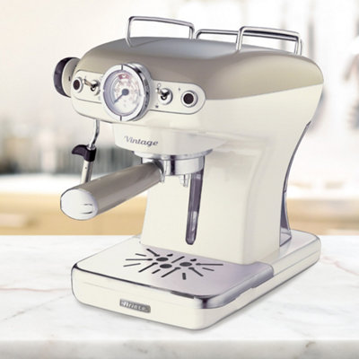 B&Q -  1389/13 Vintage Retro Espresso Coffee Machine With Milk FrotherBeige