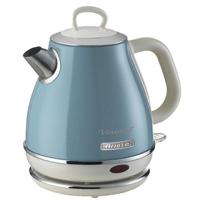 Ariete Vintage 2868 Retro Style Cordless Jug Kettle, 1 Litre Capacity, 360 Rotating Base, Vintage Design, Blue