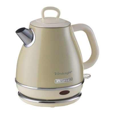 Ariete Vintage 2868 Retro Style Cordless Jug Kettle, 1 Litre Capacity, 360 Rotating Base, Vintage Design, Cream B&Q