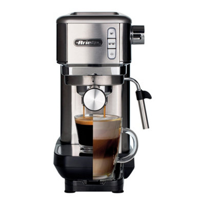 B&Q -  1380 Metal Slim Barista Espresso Coffee Maker Machine & Milk Frother