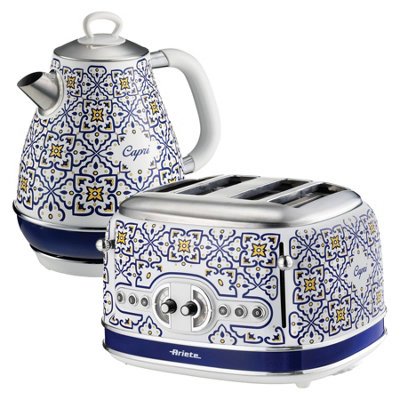 Ariete Capri Jug Kettle & 4 Slice Toaster Set, Italian Tile Design - Image 3