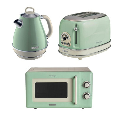 Ariete Vintage 1.7L Jug Kettle, 2 Slice Toaster & Microwave Green Set - Image 3