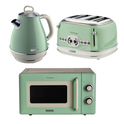 Ariete Unisex Green Vintage Jug Kettle, 4 Slice Toaster & Microwave 1.7L - Image 3