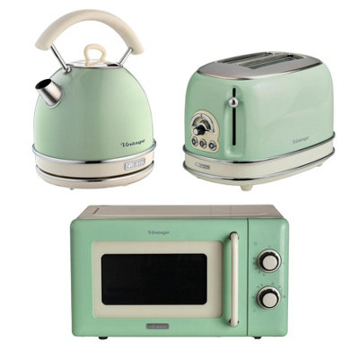 Ariete Vintage Dome Kettle2 Slice Toaster & Microwave Green from B&Q