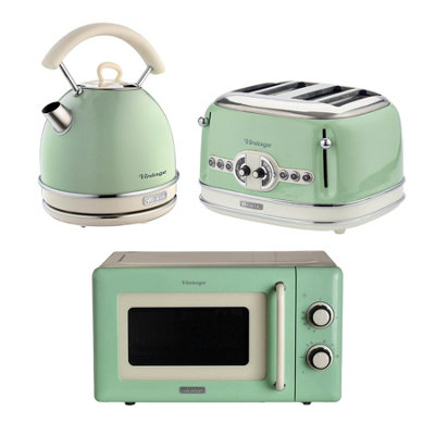 Ariete Vintage Dome Kettle4 Slice Toaster & Microwave Green from B&Q