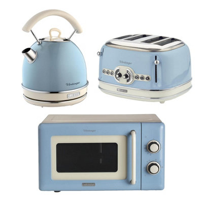 Ariete Vintage Dome Kettle4 Slice Toaster & Microwave Blue from B&Q