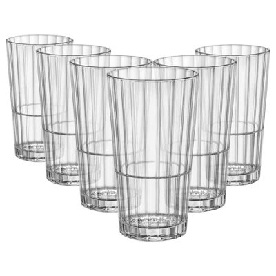 B&Q -  Oxford Bar Stacking Highball Glasses395MlClearPack Of 6