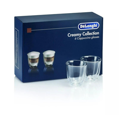 De'longhi Dlsc301 Double Walled Cappuccino Glasses Pack Of 6 Clear from B&Q