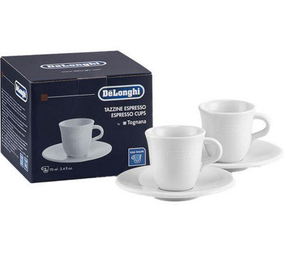 B&Q -  Dlsc308 Ceramic Espresso Cups Twin Pack With Saucers 70Ml White