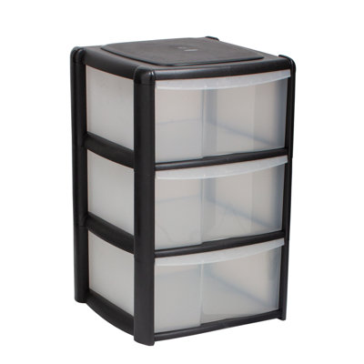 3 Drawer Storage Unit - Black - Tower Storage - Image 4