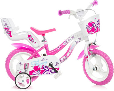 Dino Bikes Dino Flappy 12" Kids BikeWhite/pink from B&Q