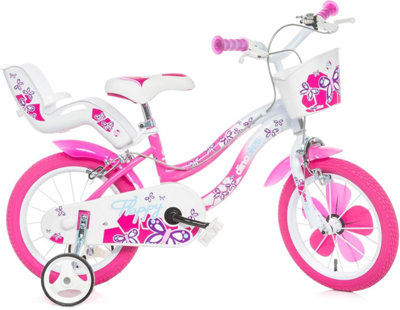 Dino Bikes Dino Flappy 14" Kids BikeWhite/pink from B&Q