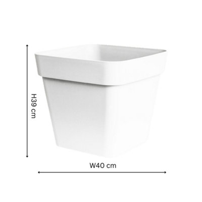 Ivyline Cleo Square Planter D40cm With Wheels White