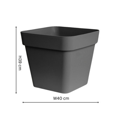 B&Q -  Cleo Square Planter D40Cm Anthracite With Wheels