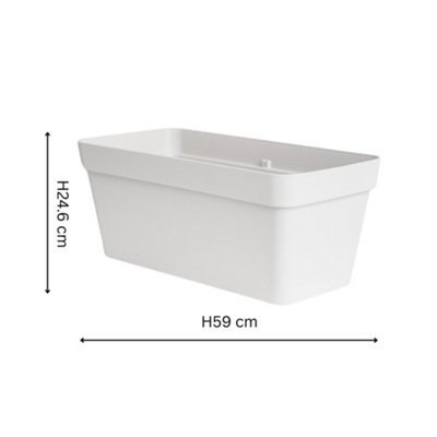 B&Q -  Cleo Rectangle Flower Box D60Cm White With Wheels