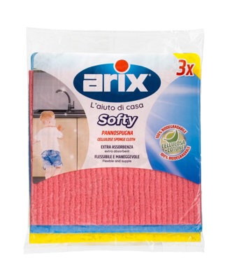 Arix 3 Pc Softy Cellulose Sponge ClothSquareExtra Absorbent (Plant Based Material) from B&Q