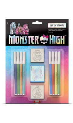 Multiprint Unisex Pink Monster High Blister Pack 2 Stamps - Kids Craft & Stationery Set In | Size: 1 Pack - Image 3