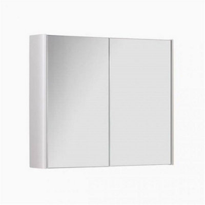 800mm 2 Door Bathroom Mirror Cabinet- White Gloss- (Choice) | DIY at B&Q
