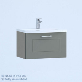 800mm Curve 1 Drawer Wall Hung Bathroom Vanity Basin Unit (Fully Assembled) - Oxford Matt Dust Grey