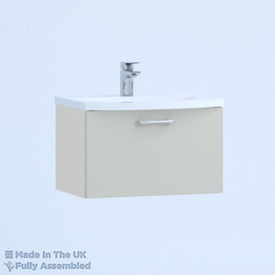 800mm Curve 1 Drawer Wall Hung Bathroom Vanity Basin Unit (Fully Assembled) - Vivo Matt Light Grey Price Comparisons | Compare The Build