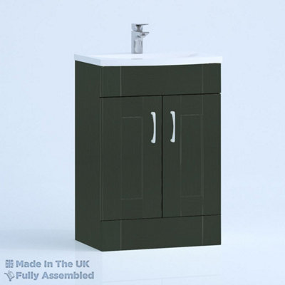 800mm Curve 2 Door Floor Standing Bathroom Vanity Basin Unit (Fully Assembled) - Cambridge Solid Wood Fir Green Price Comparisons | Compare The Build